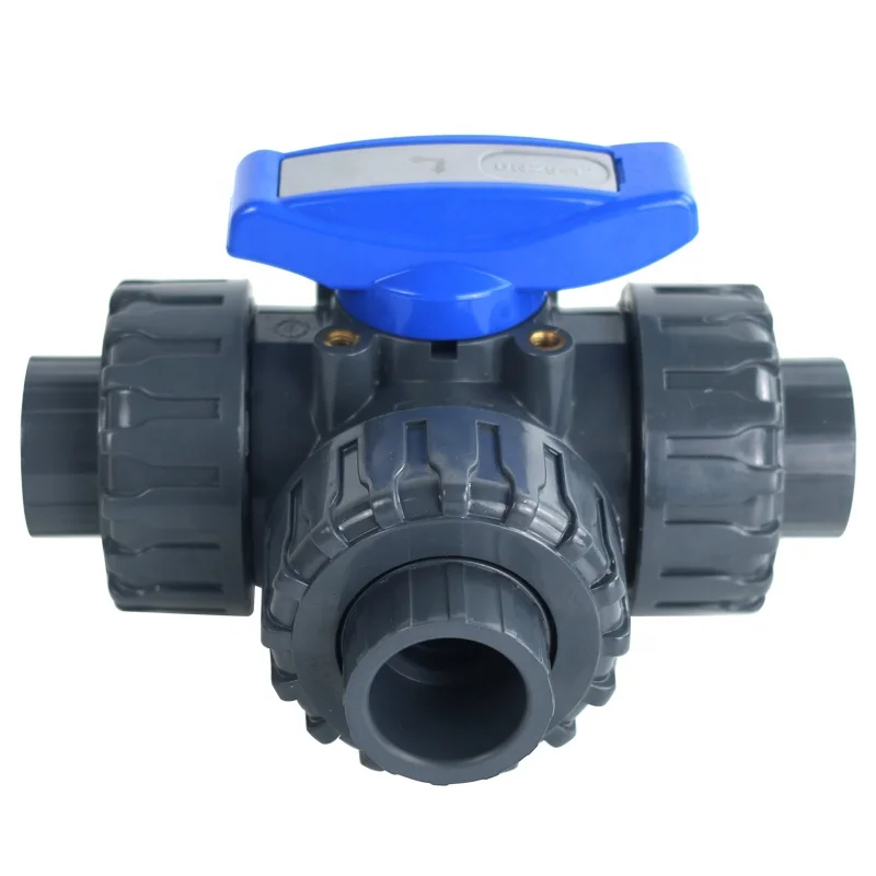 

1 inch acid-resistant PVC plastic 3 way ball valve with manual operate