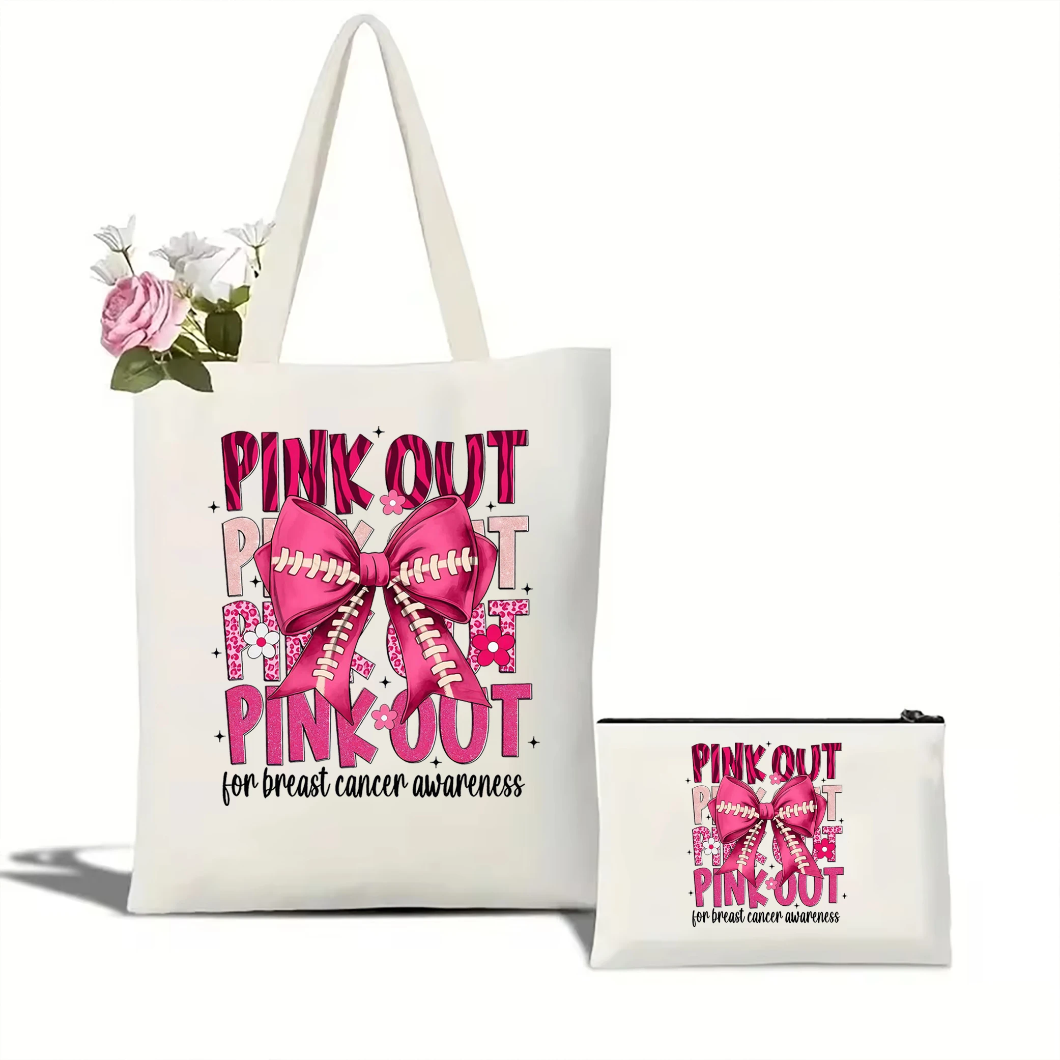 Женская сумка-тоут из конопли для осведомленности о раке молочной железы с