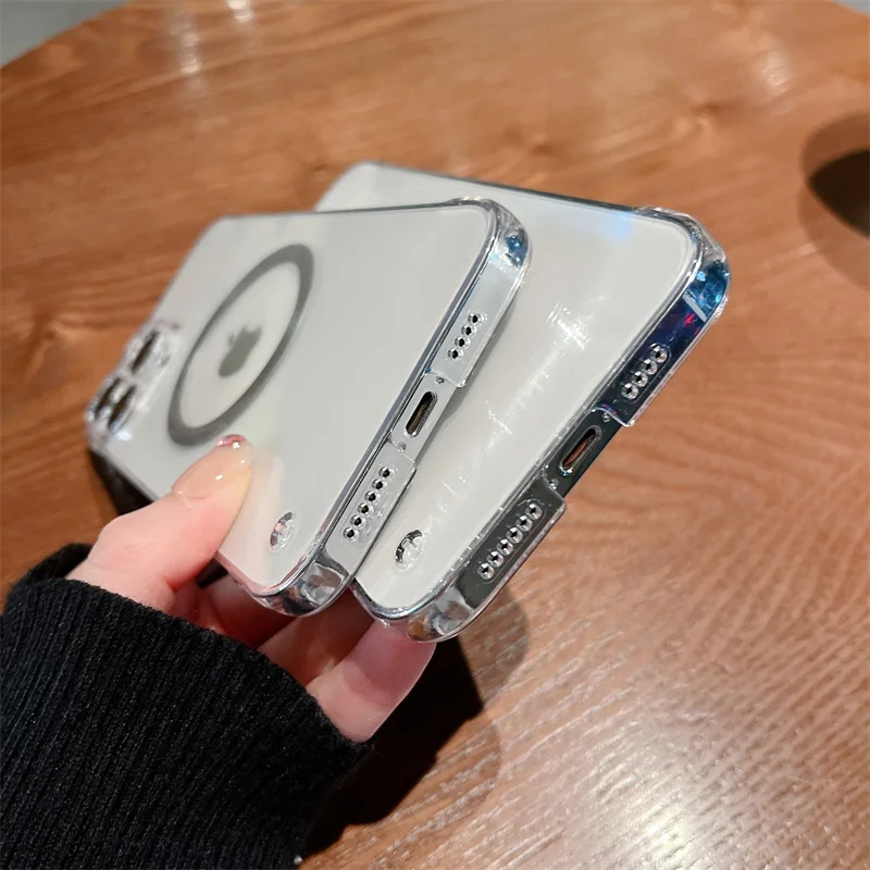 Бескаркасный Прозрачный жесткий чехол из поликарбоната для Magsafe Магнитный