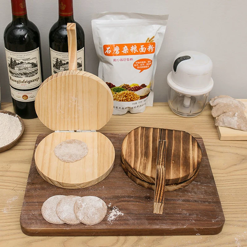 

Wooden Dumpling Skin Press Tool Dough Pressing Tool Dough Presser Dumpling Wrapper Making Mold Kitchen Baking Pastry Tool