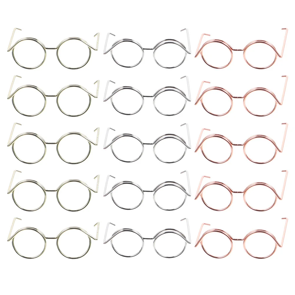 

15 Pcs Mini Toy Mini Sunglasses Mini Glasses Mini Dolls Glasses Copper Wire Rim Eyewear Sunglasses Dolls