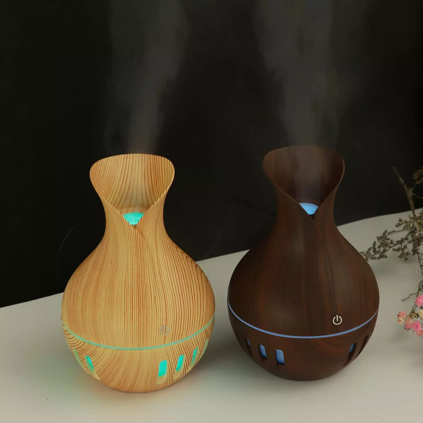 Humidifier  Aroma Air Diffuser Wood Ultrasonic Air Humidifier Essential Oil Aromatherapy Cool Mist Maker For Home#DG4