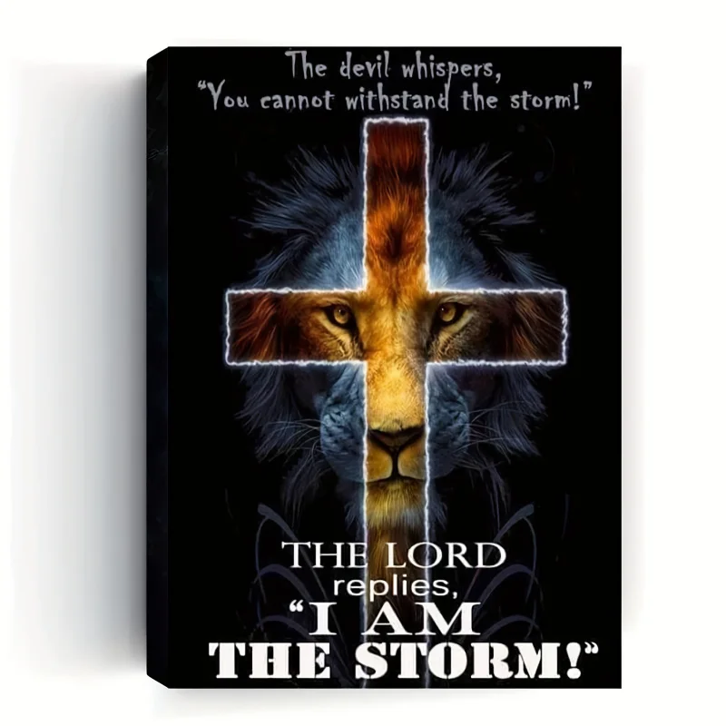 Вдохновляющее изображение Льва на холсте настенное искусство с деревянной