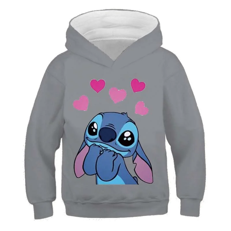 Sweat à capuche à manches longues pour filles  pull Harajuku de la série Disney Stich décontracté