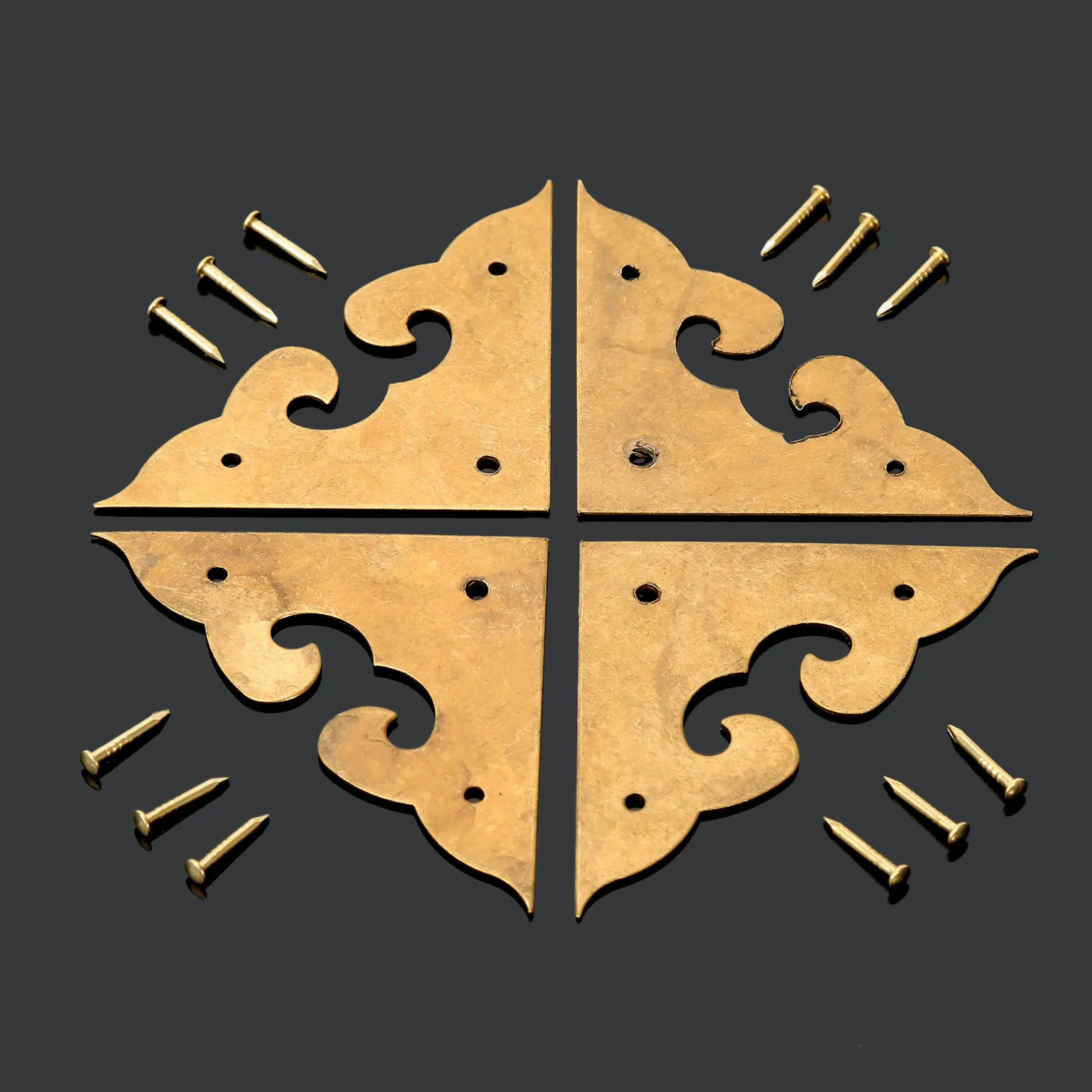 

4 шт. Ретро китайская мебельная фурнитура Чистая латунь угловой кронштейны протектора края крышки для шкафа багажник коробка ювелирных изделий груди стол