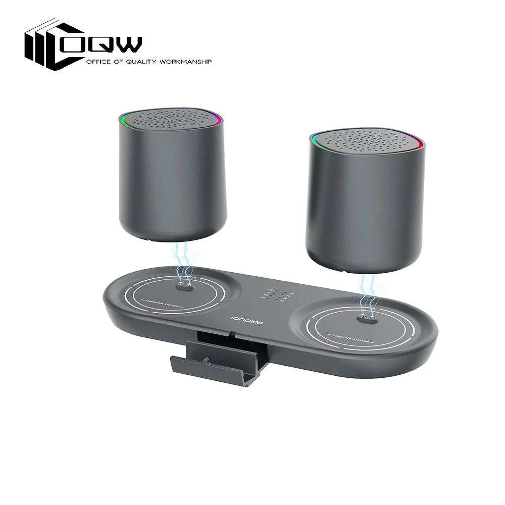 Bluetooth-динамик OQW со светодиодной подсветкой Hi-Fi мини-динамик синего цвета с