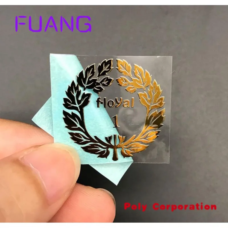 Custom Printed Gold Logo Pressed 3d Label Metal Transparent Transfer UV Sticker
