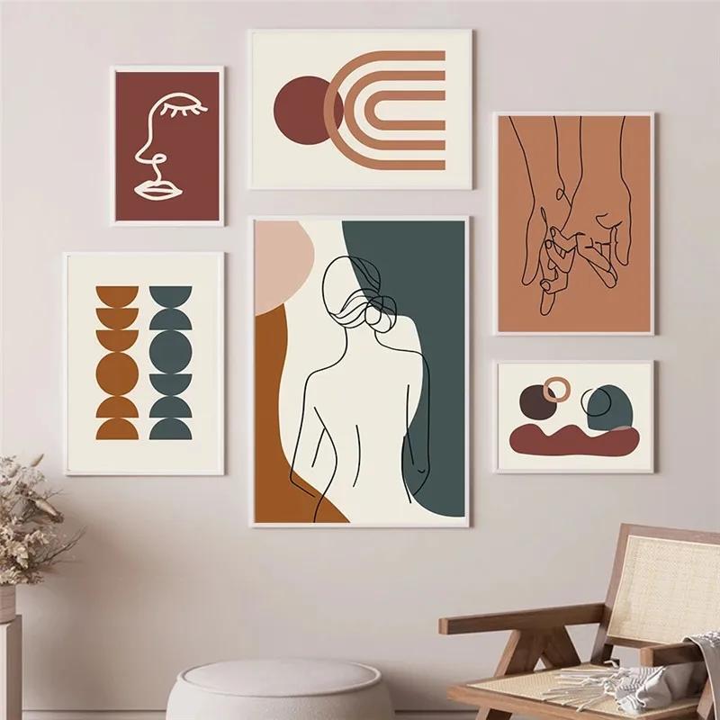 

Абстрактная Геометрическая настенная Картина на холсте с изображением солнца и радуги