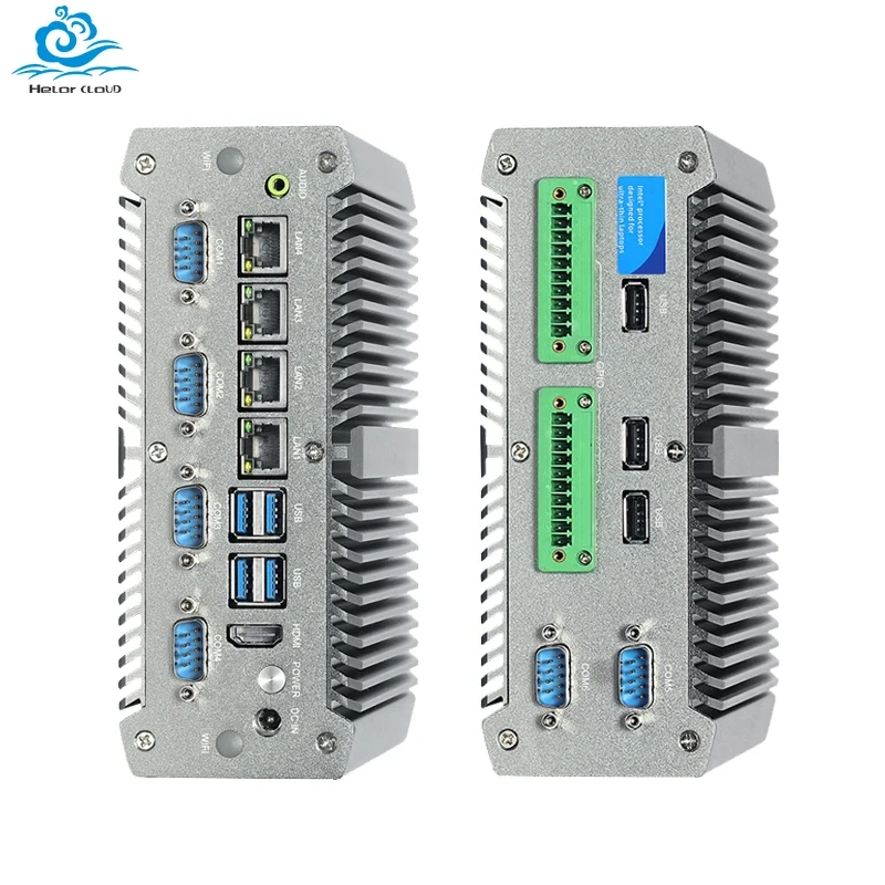 Helorpc промышленный мини-ПК Intel Core i5 8250U Windows10 DDR4 32G LVDS GPIO RS232 4xintel I211 WIFI 3G 4G Безвентиляторный Компьютер