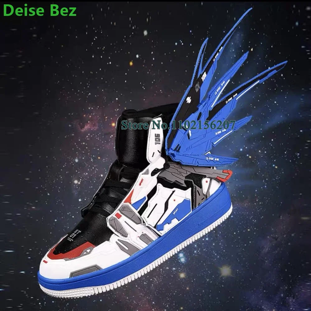 Multi -element Mechanical Assembly Sneakers Flat With Handmade Cool Mixed Colors Cross-tied Comfortable Casual Sports Shoes