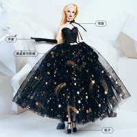16 doll gloves dress for barbie accessories for barbie doll clothes black star sequin wedding gown princess outfits toy 11 5