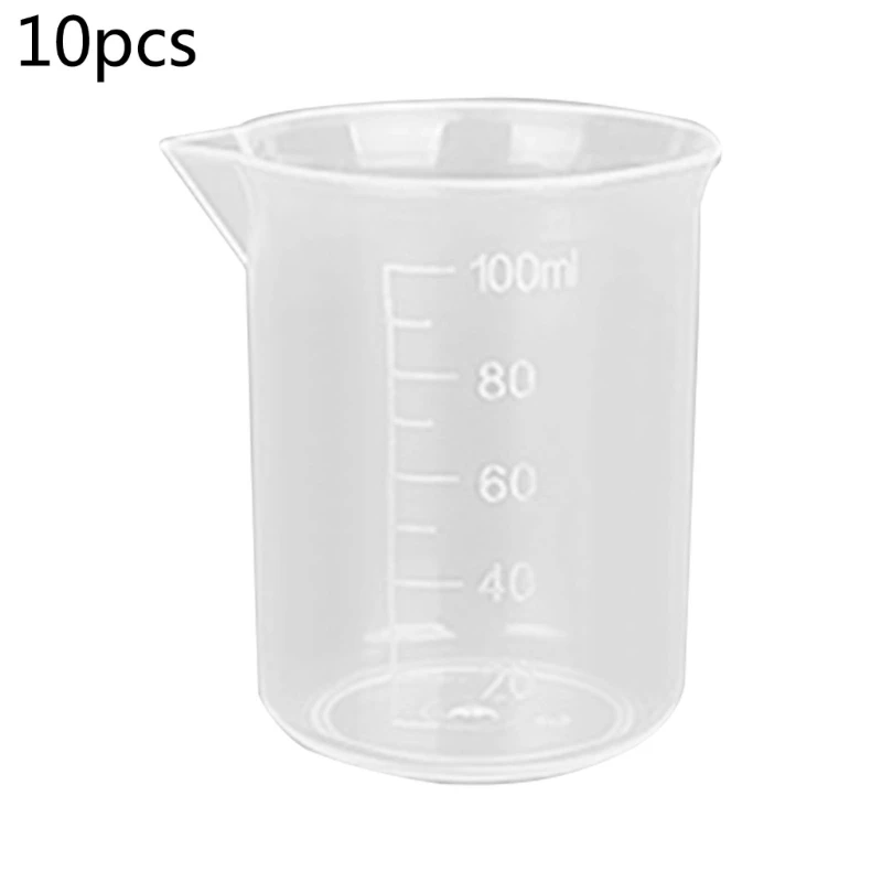 

10Pieces Reusable Plastic Measuring Cups Pouring Cups Food-Grade 50ml/100ml/150ml/250ml for Measure/Mix Paint Cooking