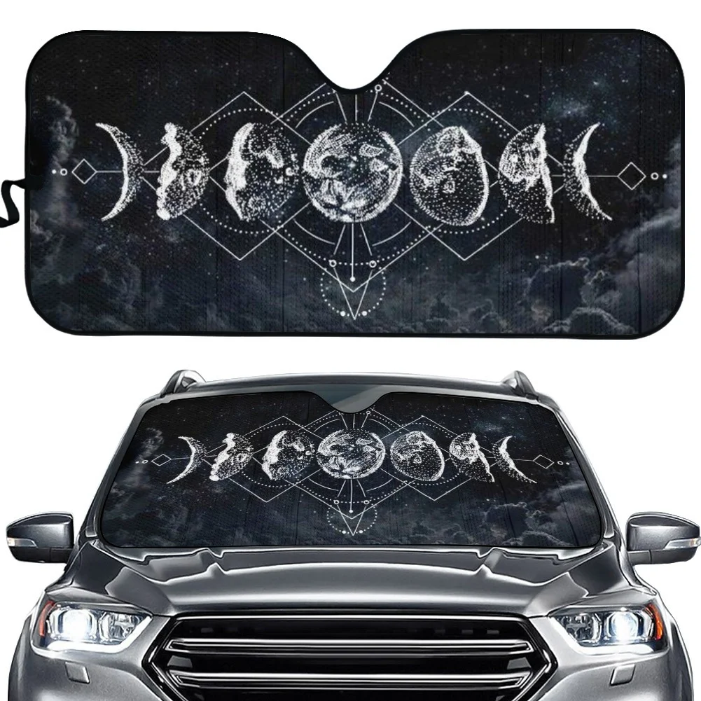 

Triple Moon Pagan Wiccan Print Car Sun Shade for Women Auto Windshield Sunshade Anti-UV Universal Car Accessories Parasol Coche
