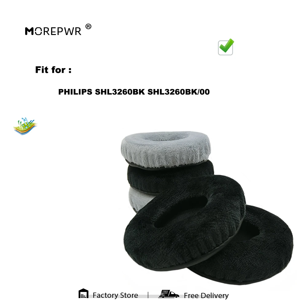 

Morepwr New Upgrade Replacement Ear Pads for PHILIPS SHL3260BK SHL3260BK/00 Headset Parts Leather Cushion Velvet Earmuff Sleeve