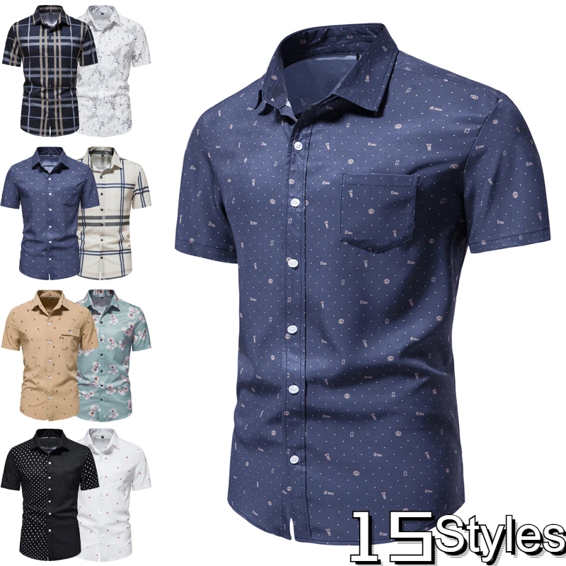 2022 Summer New Men's Fashion Printed Short Sleeve Shirts Business Casual Shirts Everyday Office Shirts European size