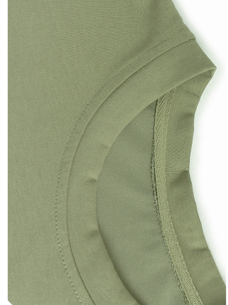 Женская плиссированная Асимметричная футболка зеленая Повседневная большого