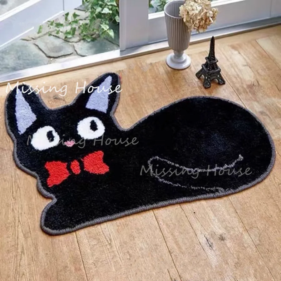 

Коврик Kiki плюшевый в стиле аниме для ванной и девушек, Придверный коврик с черной кошкой, мягкий плюшевый нескользящий, для дома