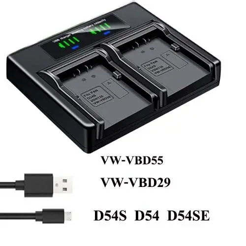 

Зарядное устройство для двух батарей для Panasonic CGR-D54S CGA-D54S VBD55