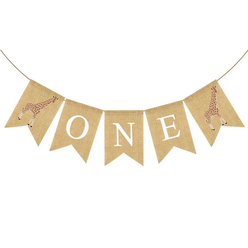 

Banner Birthday Baby Bunting Burlap Swallowtail 1 Party Shower Linen Flags Flag Garland Highchair 1St Decorations