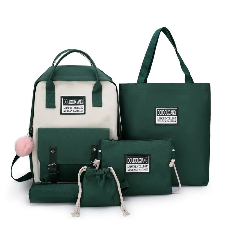 

5 в 1, холщовый рюкзак для девочек-подростков