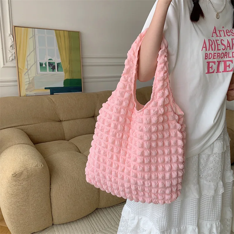Women's Cloud Bubble Flower Shoulder Bag New Tank Top Bag Female Student Simple Handbag Canvas Bag