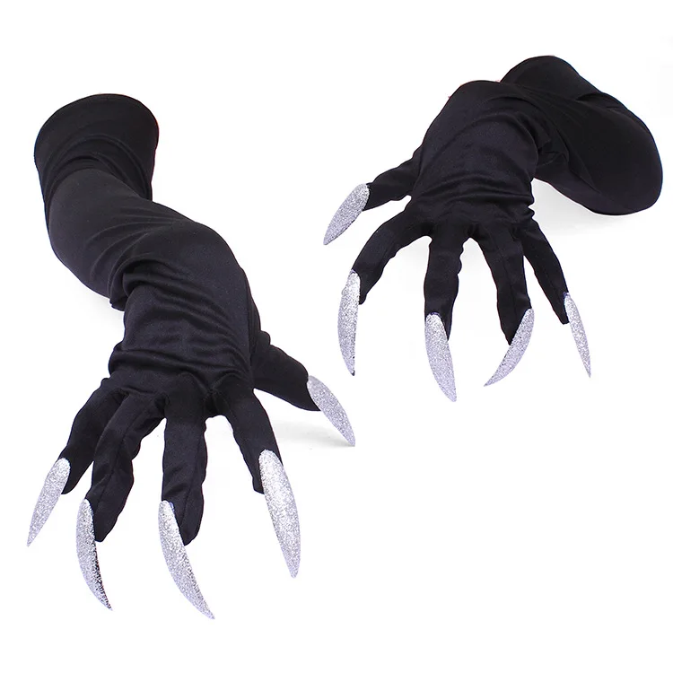 

Перчатки для косплея с длинными гвоздями в готическом стиле на Хэллоуин, забавные праздничные костюмы ведьмы для косплея, страшные реквизиты, черные рукавицы с когтями