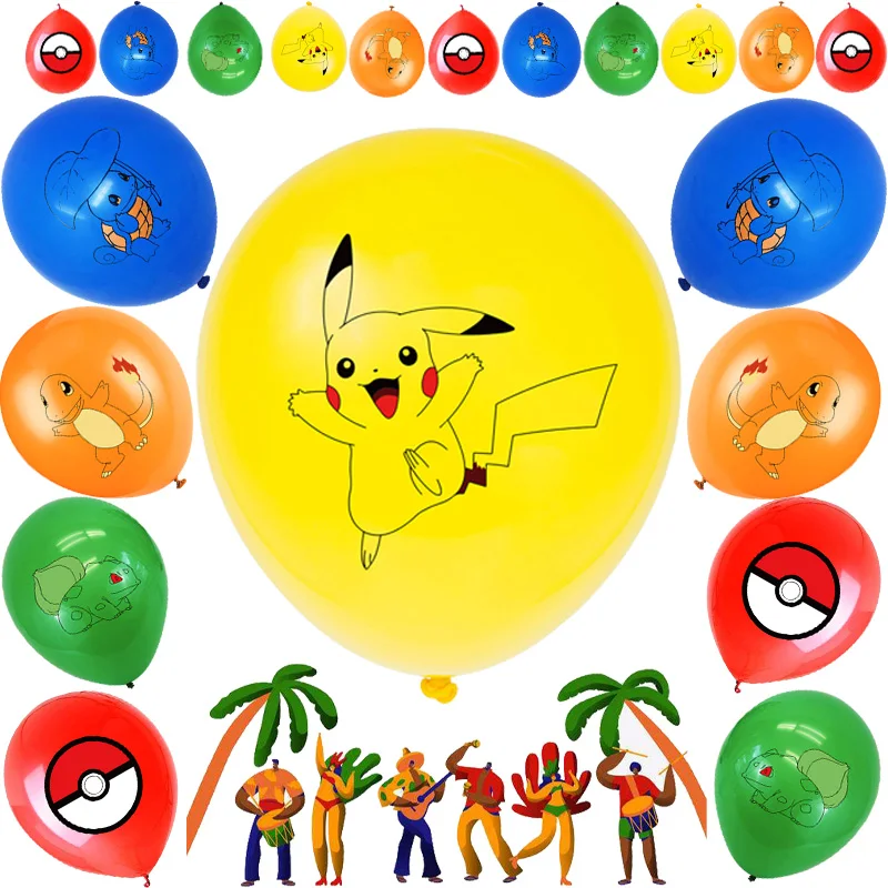 

10Pcs/set Pokemon Balloon Anime Figure Pikachu Fashion 12 Inches Character Squirtle Bulbasaur Charmander Decorations Toy Gift