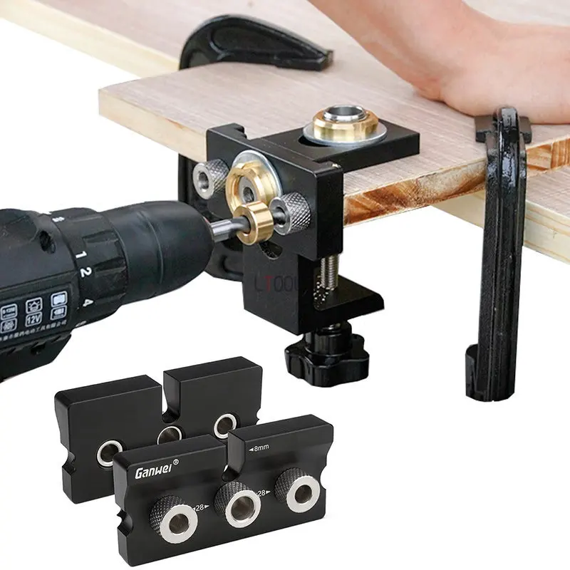 Woodworking Pocket Hole Jig 3 In 1 Adjustable Doweling Jig with 6/8/10/12/15mm Drill Bit Drilling Guide Locator Puncher DIY Tool enlarge