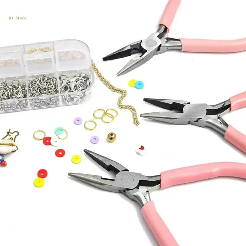 

3Pcs Jewelry Pliers Set Includes Jewelry Pliers Round Nose Pliers Side Mouth Pliers DIY Handmade Jewelry Making Tool