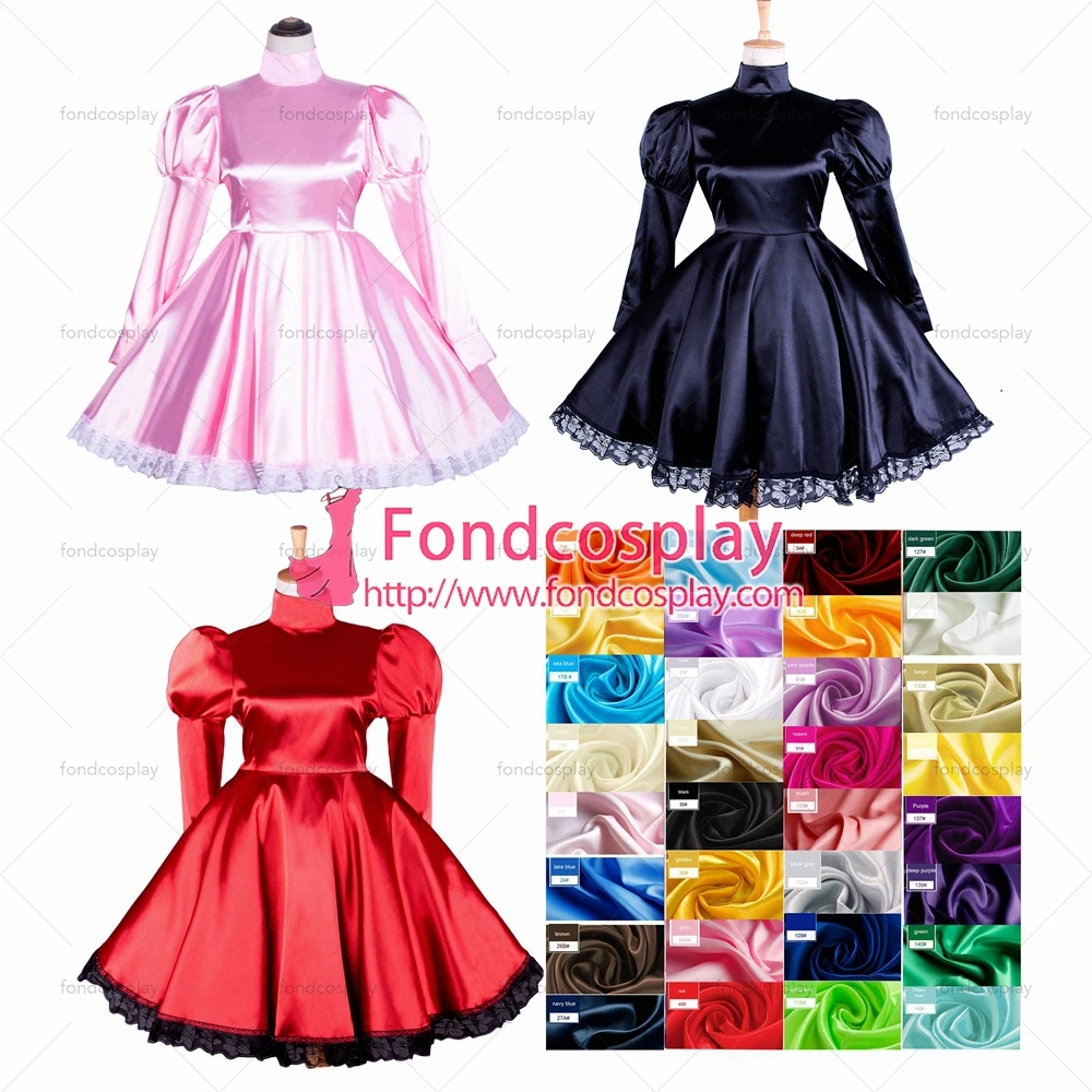 

adult sexy cross dressing sissy maid short Gothic Lolita Punk baby Pink Satin Dress Costume Tailor-made[G373]