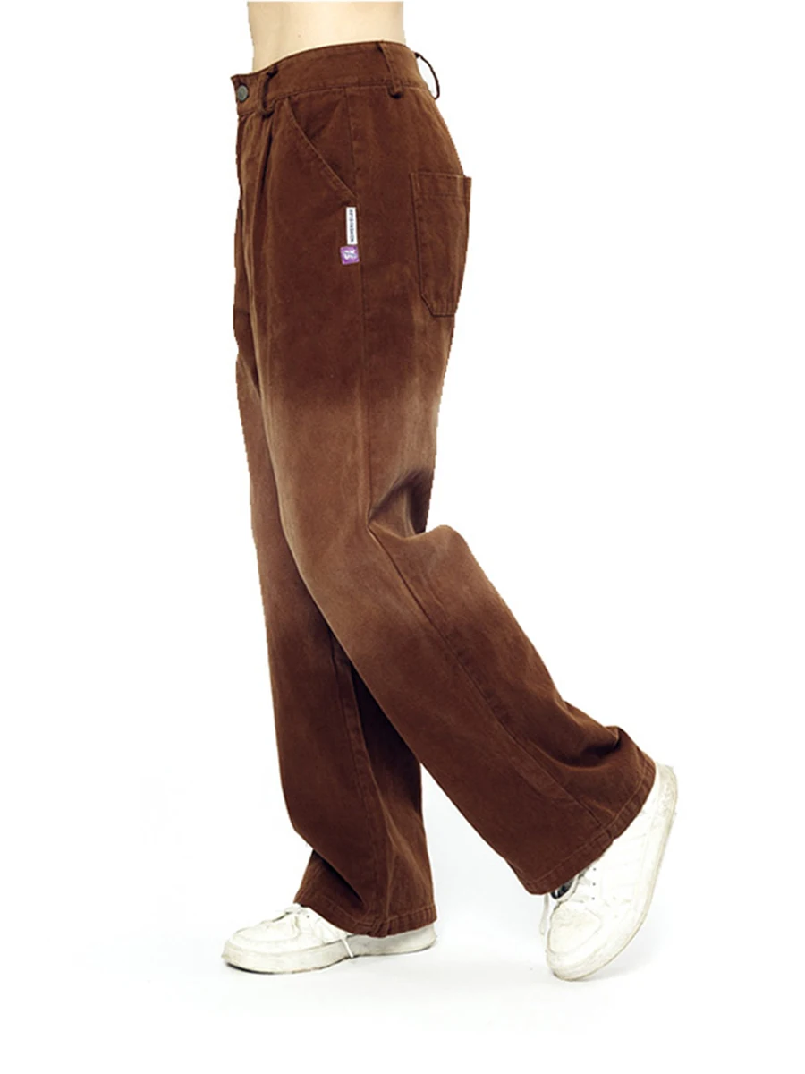 Four Seasons Men's Jeans Tie Dye Gradient High Street Trend Casual Straight Wide Leg Nine Points Loose Streetwear Ins Hot Sale