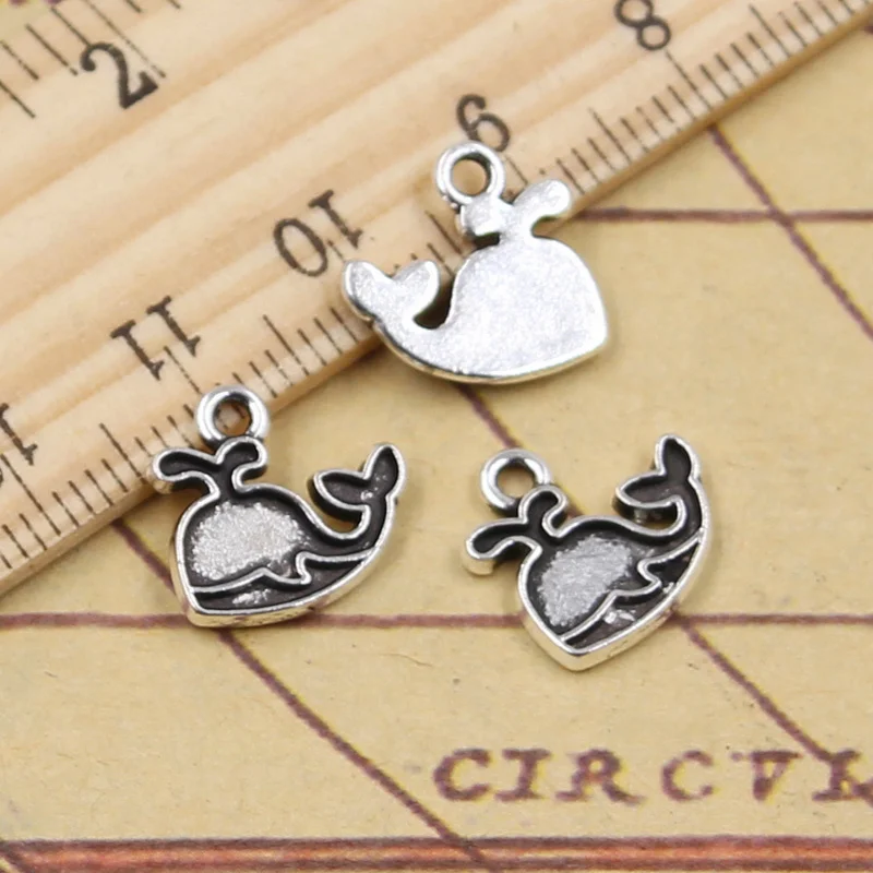 

50pcs Charms Spray The Whale Blows 12x13mm Tibetan Silver Color Pendants Antique Jewelry Making DIY Handmade Craft