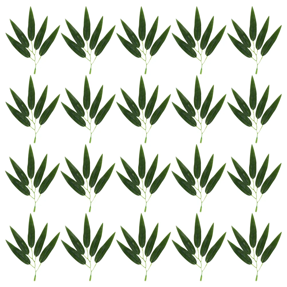 

100 Pcs Fake Green Leaves DIY Bamboo Faux Greenery Picks Silk Plants Plastic Vases Imitation Tree Leaf Simulation Decor