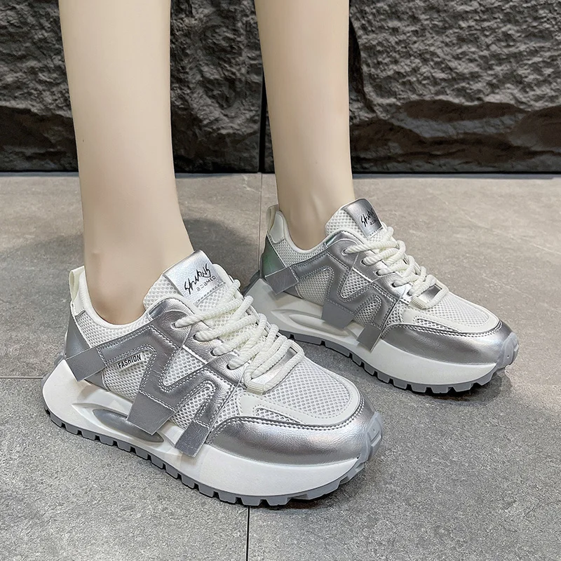 Женские Спортивные Кроссовки С Серебряной Сеткой