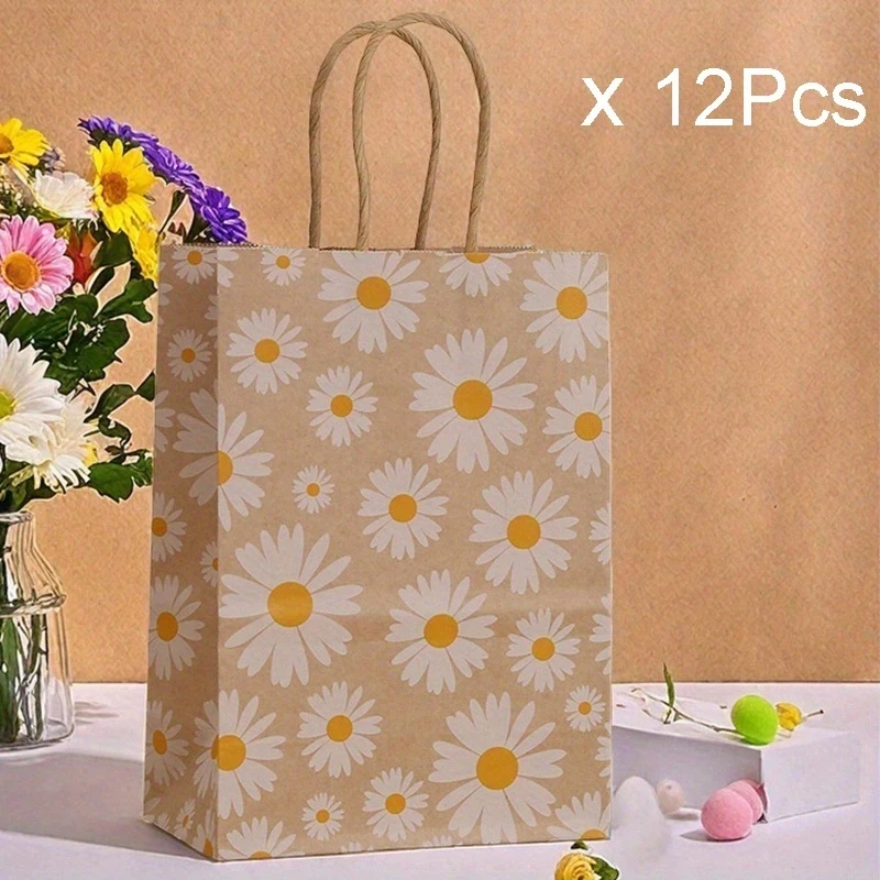 

Бумажные подарочные пакеты с ромашкой 6/12 шт