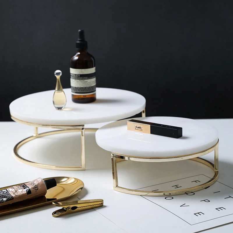 

Nordic Marble Cake Dessert Tray Decoration Modern Simple Home Makeup Tools Jewelry Storage Plate Fruit Snack Chocolate Display