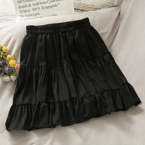 Women's Summer Sexy High Waist Slim Pleated A Line Mini Skirts Korean Fashion Casual Short Black White Skirt Alt Clothes Female