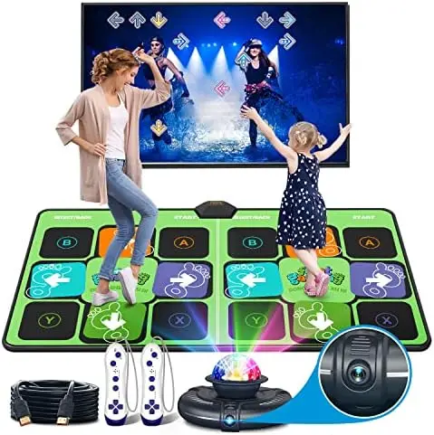 

Игровой танцевальный коврик для ТВ-беспроводные музыкальные электронные танцевальные коврики с HD-камерой, двойной пользовательский тренировочный фитнес нескользящий танцевальный коврик