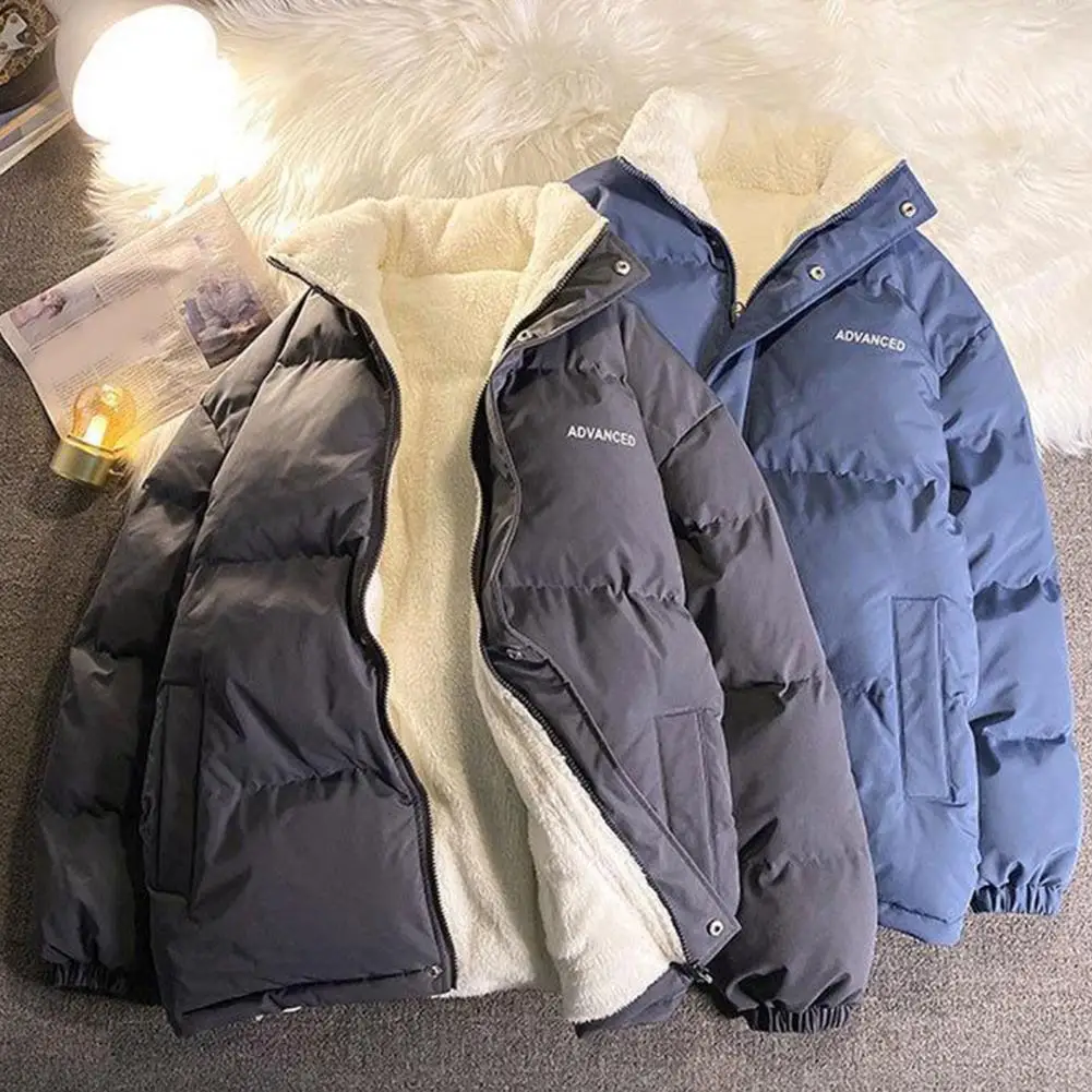 Men Thicken Parka Stand Collar Cotton Padded Jackets Letter Fashion Male Thicken Winter Coats 2022 New
