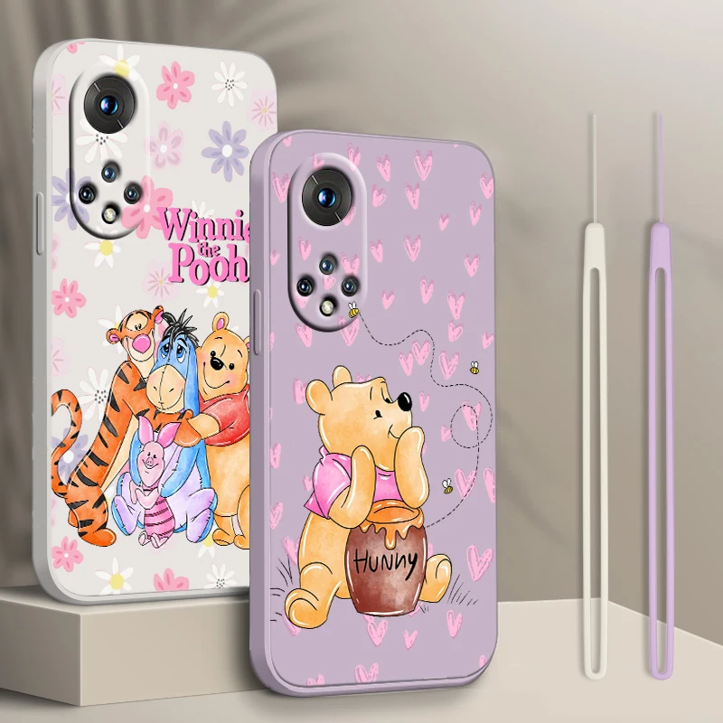 

Winnie Bear Cute Disney For Honor X7 60 50 30 20 X20 10X Pro Plus Lite Liquid Rope Silicone Phone Case