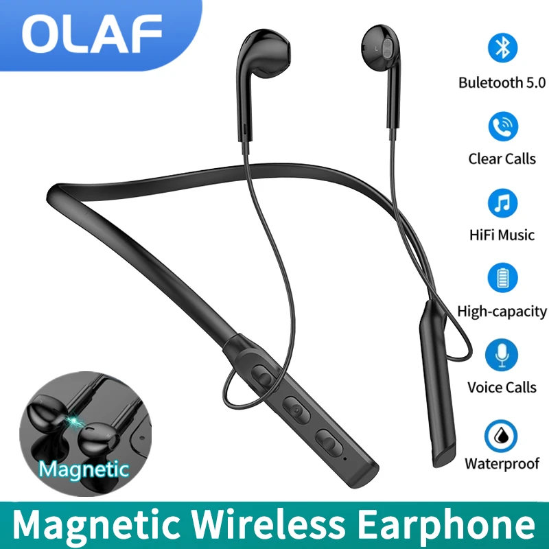 

Neck Band Bluetooth Earphones BT 5.0 Magnetic Wireless Headphones 9D Stereo Bass Earbuds With Noise Cancelling IPX7 Waterproof