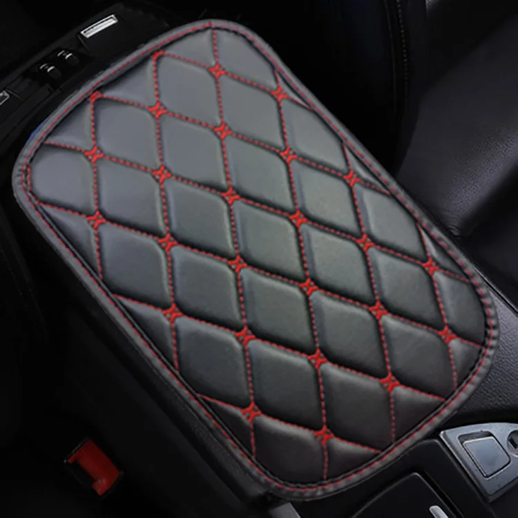 

Fiber Leather Car Armrest Box Pad Embossed Double-line Non-slip Central Armrest Protect Cover Universal Auto Styling Accessories