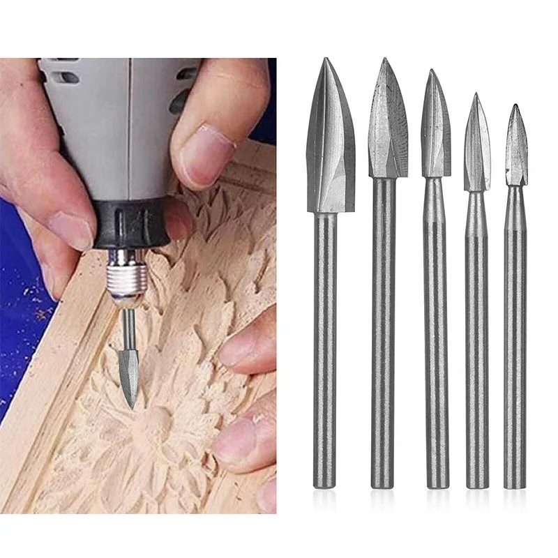Woodworking Electric Carving Knife 3.3MM/3.8MM Electric Grinding Accessories White Steel Sharp Milling Cutter Blade 5pcs