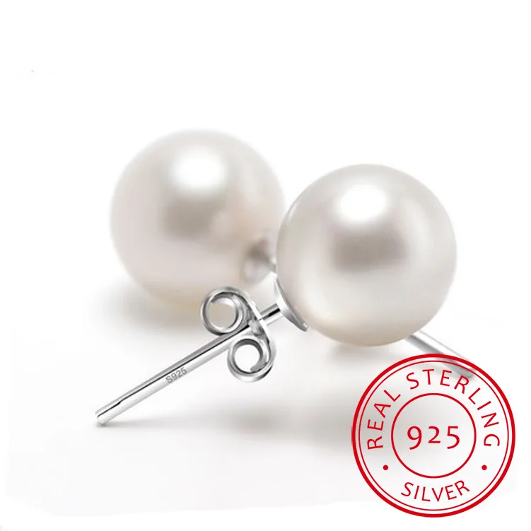 

925 Sterling Silver 6mm/8mm/10mm Freshwater Cultured Pearl Button Ball Stud Earrings For Women As Best Gifts Jewerly