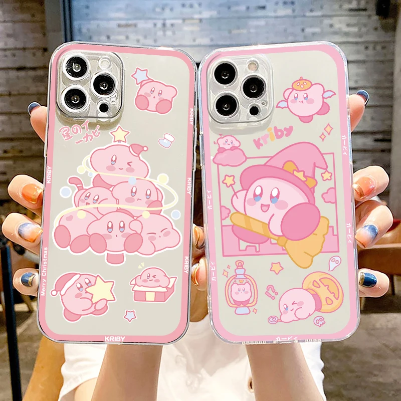 

Phone Case For Apple iPhone 14 13 12 11 SE XS XR X 7 8 6 5 mini Plus Pro MAX 2020 Game Cartoon Cute Kriby Transparent Cover