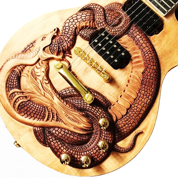 

Hot Selling Handmade Engraved Carved Electric Electric Guitars Made In China