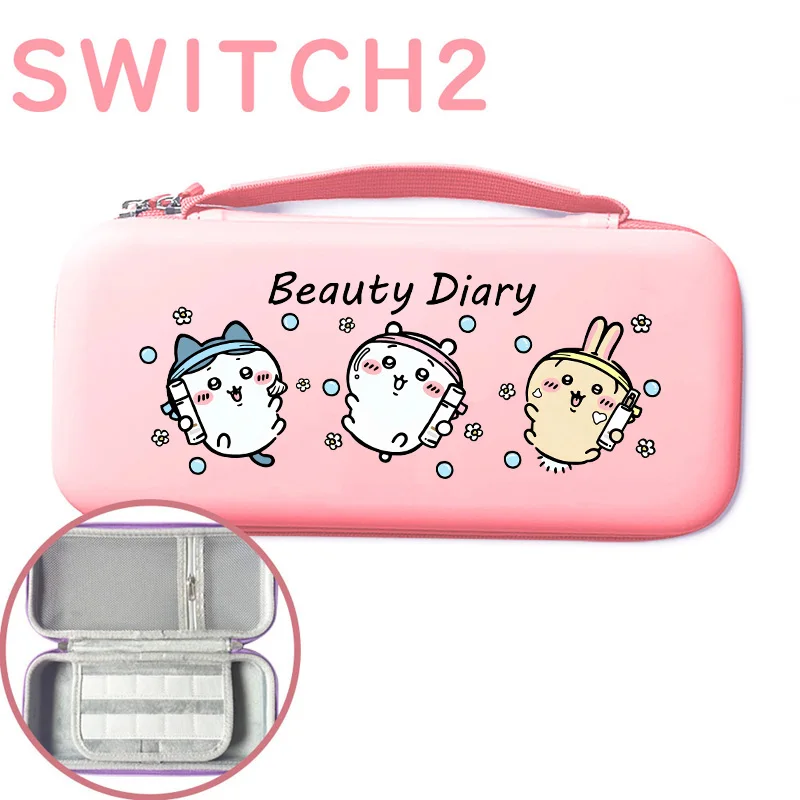 Фото Чехол для переноски аниме Chiikawa Hachiware Usagi для Switch 2, дорожная сумка, жесткий защитный чехол NS с 10 игровыми картриджами, подарок №2