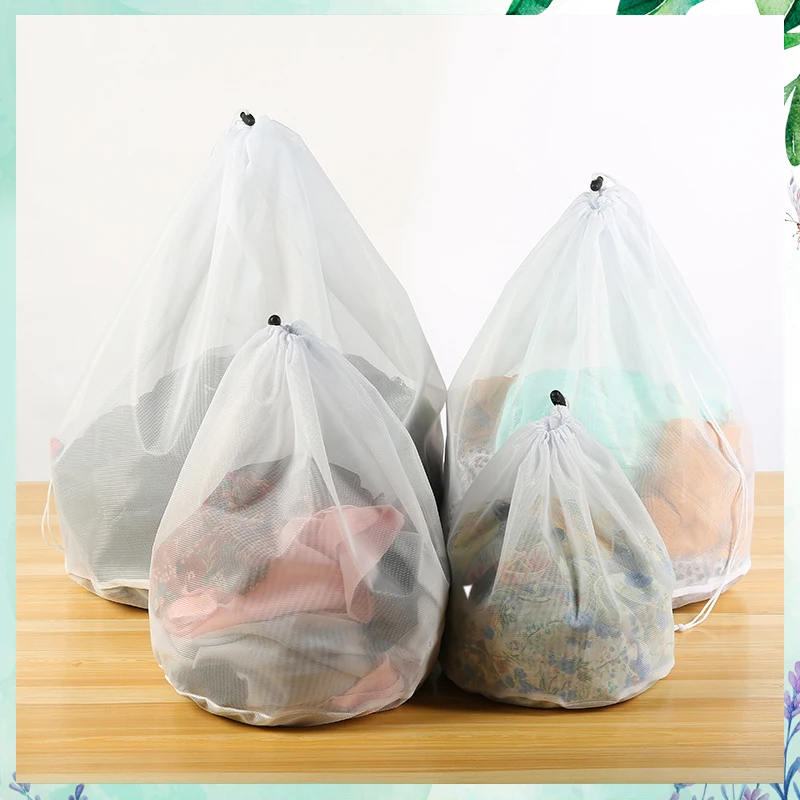 

Drawstring Laundry Bag Thickened Coarse Mesh Fine Mesh Mouth Protection Washing Bag Washing Machine Specific Washing Bag Pocket
