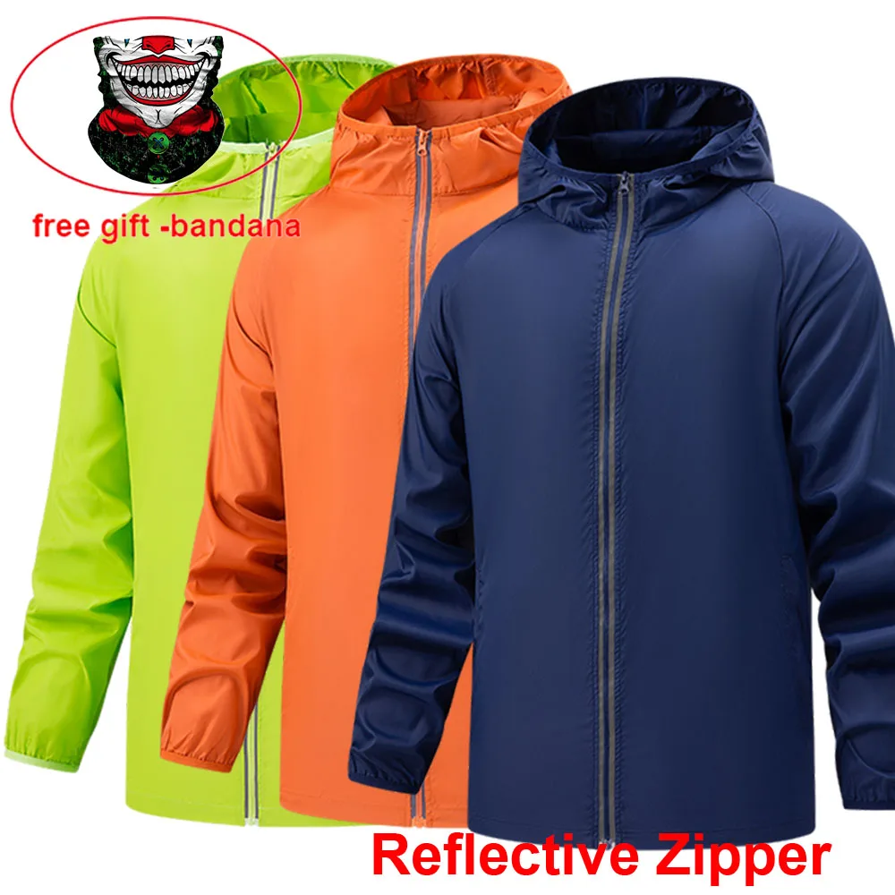 

Hiking Windbreaker Camping Waterproof Jacket Reflective Coat Sun Protection Clothing Unsiex Outdoor Windbreakers Plus Size S-7XL
