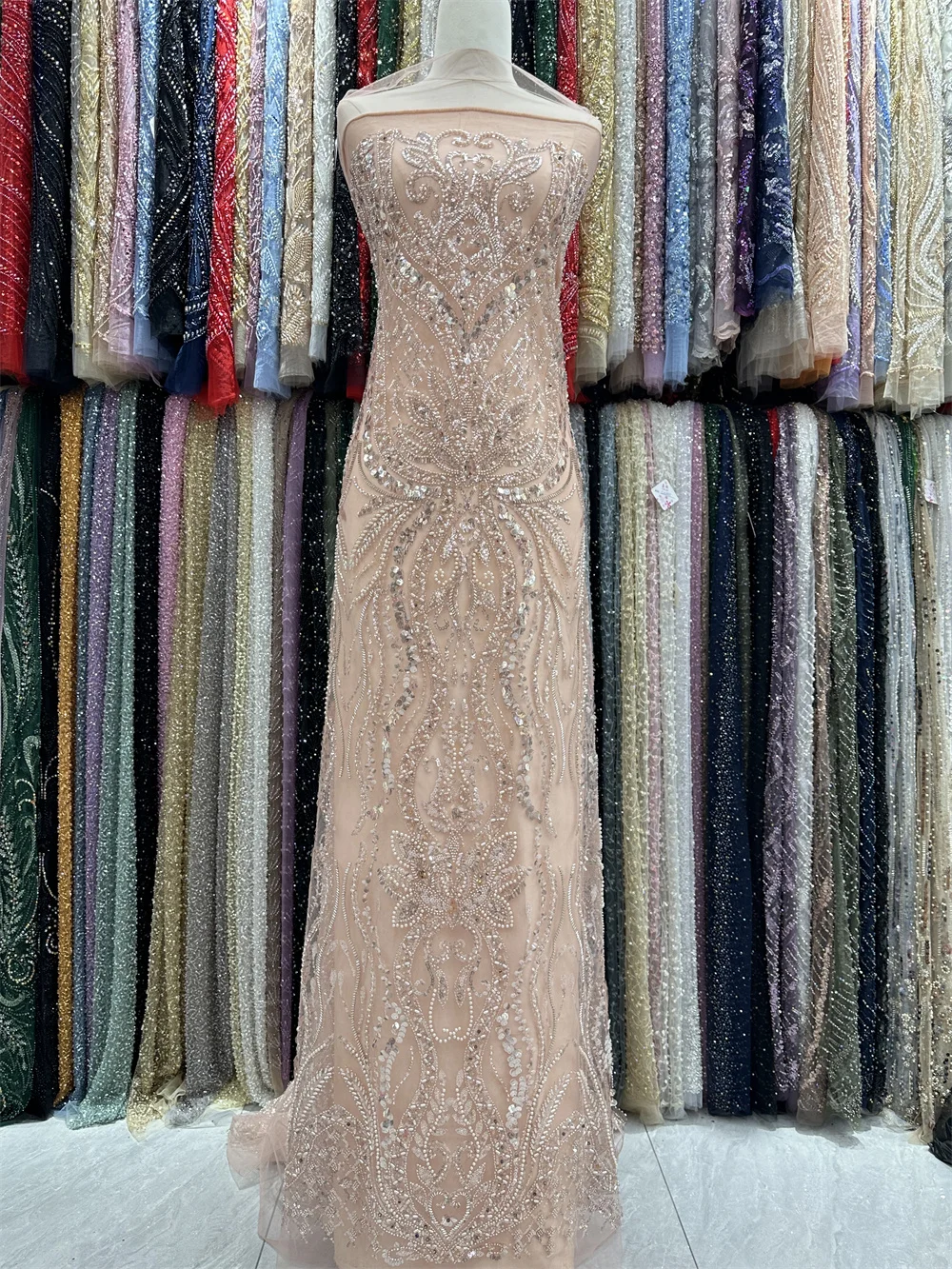 Нигерийская африканская кружевная ткань 2024 высококачественные бусины Hamdmade